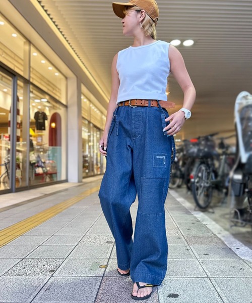 OLD BETTY'S（オールドベティーズ）の「Bare Rib Long Tank Top（Tシャツ/カットソー・レディース・レンガ/ホワイト/ベージュ・FREE）」の6枚目の写真