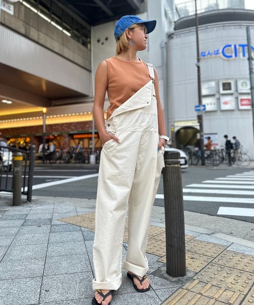 OLD BETTY'S（オールドベティーズ）の「Bare Rib Long Tank Top（Tシャツ/カットソー・レディース・レンガ/ホワイト/ベージュ・FREE）」の7枚目の写真
