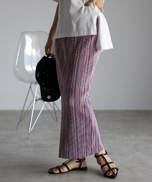 amini(アミニ)の「【2023 S/S 新作】MIXカラープリーツスカート(スカート・レディース・パープル/グリーン・MEDIUM)」の10枚目の写真