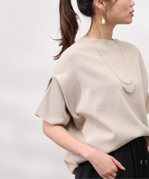 Chez toi（シェトワ）の「ウォッシャブル軽量アップスリーブプルオーバー（ニット/セーター・レディース・オレンジ/アイボリー/ブラック/ブルー/ベージュ・FREE）」の4枚目の写真