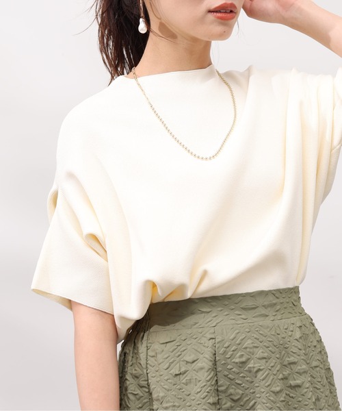 Chez toi（シェトワ）の「ウォッシャブル軽量アップスリーブプルオーバー（ニット/セーター・レディース・オレンジ/アイボリー/ブラック/ブルー/ベージュ・FREE）」の2枚目の写真