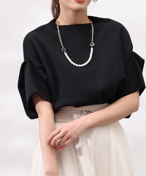 Chez toi（シェトワ）の「ウォッシャブル軽量アップスリーブプルオーバー（ニット/セーター・レディース・オレンジ/アイボリー/ブラック/ブルー/ベージュ・FREE）」の18枚目の写真