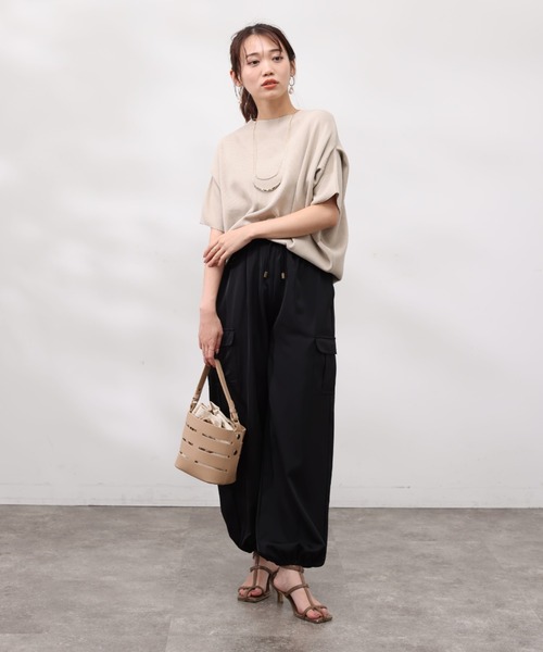 Chez toi（シェトワ）の「ウォッシャブル軽量アップスリーブプルオーバー（ニット/セーター・レディース・オレンジ/アイボリー/ブラック/ブルー/ベージュ・FREE）」の9枚目の写真