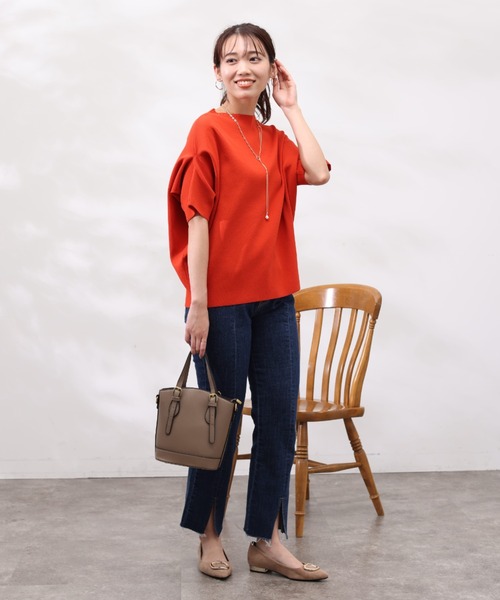 Chez toi（シェトワ）の「ウォッシャブル軽量アップスリーブプルオーバー（ニット/セーター・レディース・オレンジ/アイボリー/ブラック/ブルー/ベージュ・FREE）」の11枚目の写真