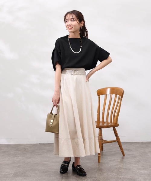 Chez toi（シェトワ）の「ウォッシャブル軽量アップスリーブプルオーバー（ニット/セーター・レディース・オレンジ/アイボリー/ブラック/ブルー/ベージュ・FREE）」の15枚目の写真