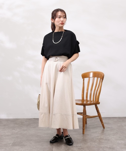 Chez toi（シェトワ）の「ウォッシャブル軽量アップスリーブプルオーバー（ニット/セーター・レディース・オレンジ/アイボリー/ブラック/ブルー/ベージュ・FREE）」の16枚目の写真