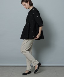 CADUNE カデュネ ドット刺繍ペプラムニット 水玉 黒 38 CADUNE カデュネ ドット刺繍ペプラムニット 水玉 黒 38 - メルカリ