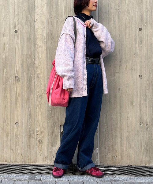 ELLEgirl(エルガール)の「カラーネップニットカーディガン【ELLEgirl/エル ガール】(カーディガン/ボレロ・レディース・ベージュ/ラベンダー・FREE)」の6枚目の写真