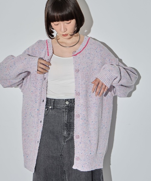 ELLEgirl(エルガール)の「カラーネップニットカーディガン【ELLEgirl/エル ガール】(カーディガン/ボレロ・レディース・ベージュ/ラベンダー・FREE)」の22枚目の写真