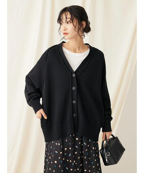 CRAFT STANDARD BOUTIQUE(クラフトスタンダードブティック)の「Vネックアウトリンキングカーディガン ◆(カーディガン/ボレロ・レディース・ベージュ/ブラック/オレンジ/ネイビー/グリーン・FREE)」の6枚目の写真