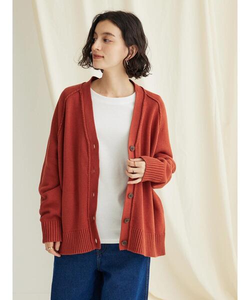 CRAFT STANDARD BOUTIQUE(クラフトスタンダードブティック)の「Vネックアウトリンキングカーディガン ◆(カーディガン/ボレロ・レディース・ベージュ/ブラック/オレンジ/ネイビー/グリーン・FREE)」の8枚目の写真