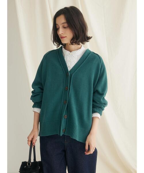 CRAFT STANDARD BOUTIQUE(クラフトスタンダードブティック)の「Vネックアウトリンキングカーディガン ◆(カーディガン/ボレロ・レディース・ベージュ/ブラック/オレンジ/ネイビー/グリーン・FREE)」の9枚目の写真