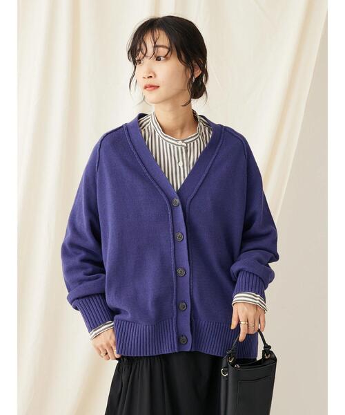 CRAFT STANDARD BOUTIQUE(クラフトスタンダードブティック)の「Vネックアウトリンキングカーディガン ◆(カーディガン/ボレロ・レディース・ベージュ/ブラック/オレンジ/ネイビー/グリーン・FREE)」の10枚目の写真