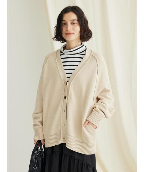 CRAFT STANDARD BOUTIQUE(クラフトスタンダードブティック)の「Vネックアウトリンキングカーディガン ◆(カーディガン/ボレロ・レディース・ベージュ/ブラック/オレンジ/ネイビー/グリーン・FREE)」の21枚目の写真