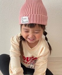 hymy（ヒュミュ）の「【 hymy-ヒュミュ- 】フロント タグ ニットキャップ ( kids ) #_（ニットキャップ/ビーニー・キッズ）」