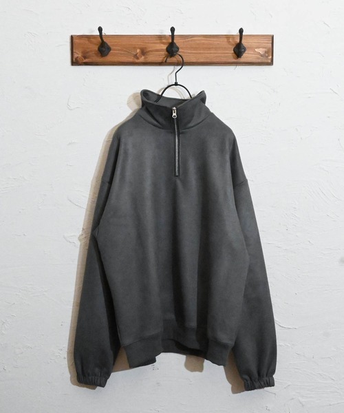 Anytime Songs（エニータイムソングス）の「カットスエードポンチ ハーフZIPスウェット（スウェット・メンズ・ブラック/サックスブルー/オフホワイト/チャコール・LARGE/MEDIUM/X-LARGE）」の3枚目の写真