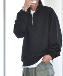 カットスエードポンチ ハーフZIPスウェット