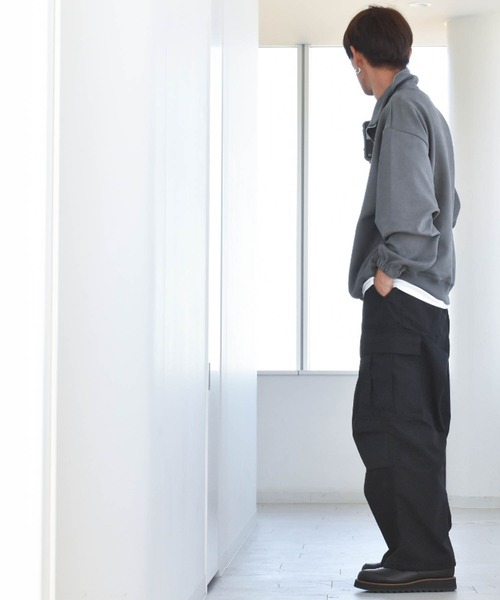 Anytime Songs（エニータイムソングス）の「カットスエードポンチ ハーフZIPスウェット（スウェット・メンズ・ブラック/サックスブルー/オフホワイト/チャコール・LARGE/MEDIUM/X-LARGE）」の22枚目の写真