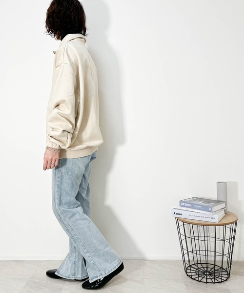 Anytime Songs（エニータイムソングス）の「カットスエードポンチ ハーフZIPスウェット（スウェット・メンズ・ブラック/サックスブルー/オフホワイト/チャコール・LARGE/MEDIUM/X-LARGE）」の12枚目の写真