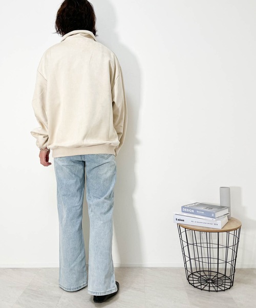 Anytime Songs（エニータイムソングス）の「カットスエードポンチ ハーフZIPスウェット（スウェット・メンズ・ブラック/サックスブルー/オフホワイト/チャコール・LARGE/MEDIUM/X-LARGE）」の13枚目の写真