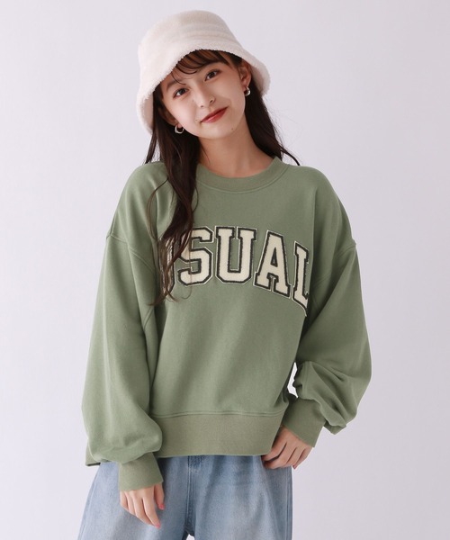 repipi armario(レピピ アルマリオ)の「カレッジワッペンスウェット(スウェット・キッズ・ネイビー/アイボリー系2/グレー/パープル/ブラウン/アイボリー系1/グリーン/ホワイト系その他3/スミクロ・LARGE/SMALL/MEDIUM)」の7枚目の写真