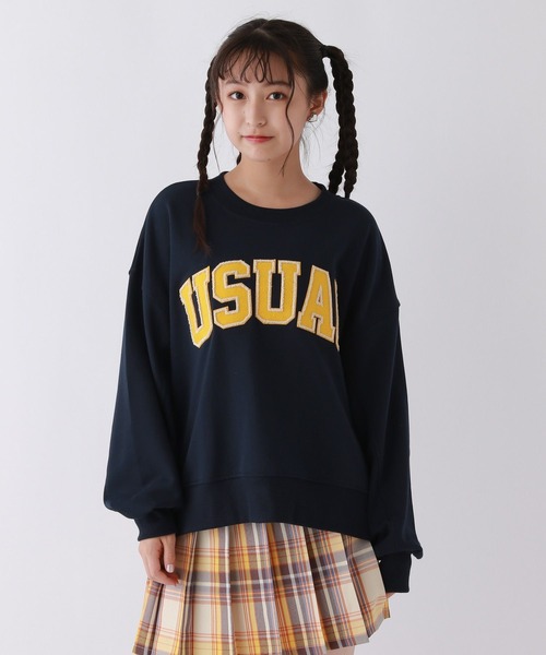 repipi armario(レピピ アルマリオ)の「カレッジワッペンスウェット(スウェット・キッズ・ネイビー/アイボリー系2/グレー/パープル/ブラウン/アイボリー系1/グリーン/ホワイト系その他3/スミクロ・LARGE/SMALL/MEDIUM)」の14枚目の写真