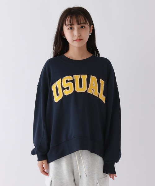 repipi armario(レピピ アルマリオ)の「カレッジワッペンスウェット(スウェット・キッズ・ネイビー/アイボリー系2/グレー/パープル/ブラウン/アイボリー系1/グリーン/ホワイト系その他3/スミクロ・LARGE/SMALL/MEDIUM)」の21枚目の写真