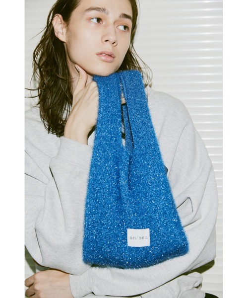 un/neu（アンノイ）の「ラメニットミニバッグ / グリッターバッグ / アシンメトリーバッグ（ハンドバッグ・レディース・グレー/グリーン/ブラウン/イエロー/ブルー・FREE）」の4枚目の写真