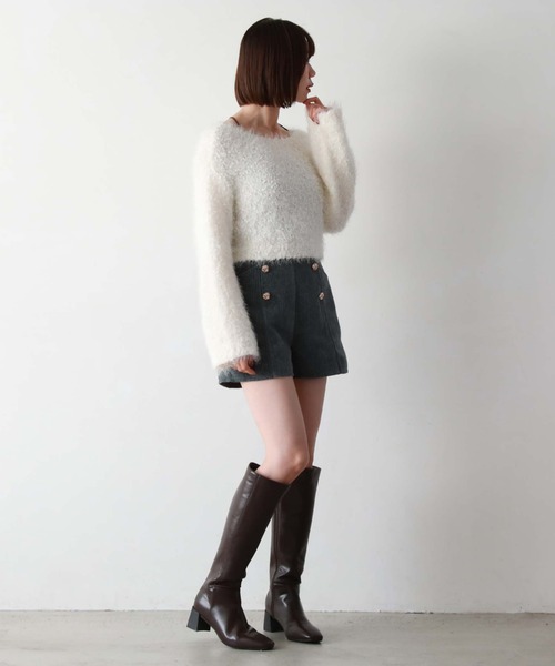 archives（アルシーヴ）の「クロップドポップコーンシャギーニット（ニット/セーター・レディース・グレー/イエロー/ピンク/アイボリー・MEDIUM）」の11枚目の写真