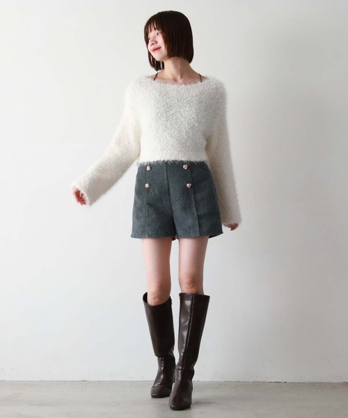 archives（アルシーヴ）の「クロップドポップコーンシャギーニット（ニット/セーター・レディース・グレー/イエロー/ピンク/アイボリー・MEDIUM）」の10枚目の写真