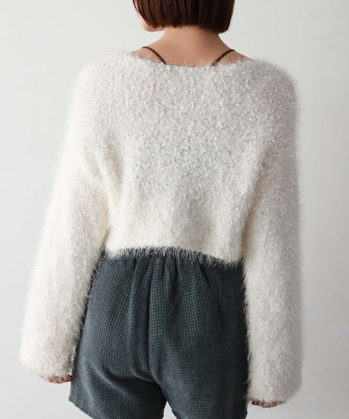 archives（アルシーヴ）の「クロップドポップコーンシャギーニット（ニット/セーター・レディース・グレー/イエロー/ピンク/アイボリー・MEDIUM）」の7枚目の写真