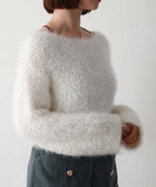 archives（アルシーヴ）の「クロップドポップコーンシャギーニット（ニット/セーター・レディース・グレー/イエロー/ピンク/アイボリー・MEDIUM）」の6枚目の写真