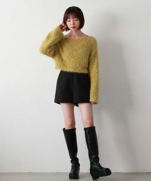 archives（アルシーヴ）の「クロップドポップコーンシャギーニット（ニット/セーター・レディース・グレー/イエロー/ピンク/アイボリー・MEDIUM）」の19枚目の写真