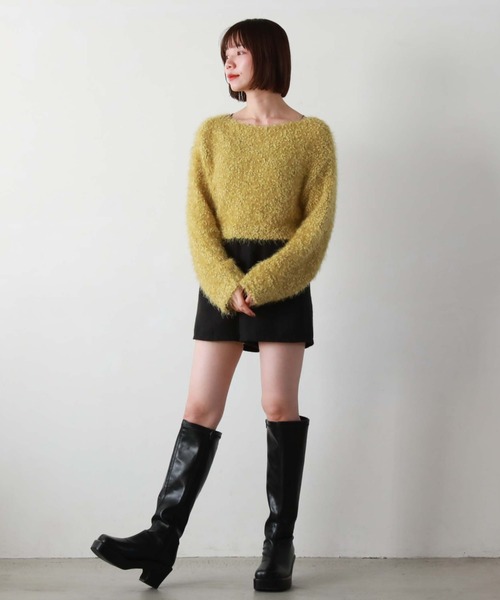 archives（アルシーヴ）の「クロップドポップコーンシャギーニット（ニット/セーター・レディース・グレー/イエロー/ピンク/アイボリー・MEDIUM）」の20枚目の写真