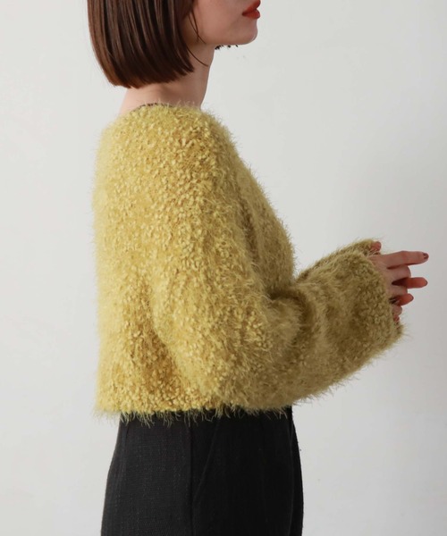 archives（アルシーヴ）の「クロップドポップコーンシャギーニット（ニット/セーター・レディース・グレー/イエロー/ピンク/アイボリー・MEDIUM）」の14枚目の写真