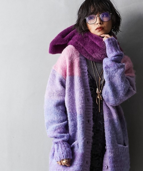 GEVS.（ジェイヴィス）の「＜大きいサイズ＞ フェイクファーカラーマフラー GEVS.（マフラー・レディース・パープル/グリーン/ブルー・FREE）」の10枚目の写真