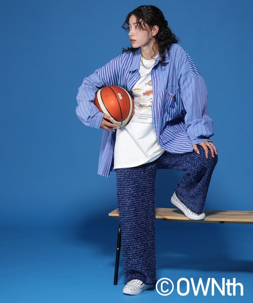 OWNth(オンス)の「フラップデザインランダムストライプオーバーシャツ(シャツ/ブラウス・レディース・ブルー/イエロー・FREE)」の11枚目の写真