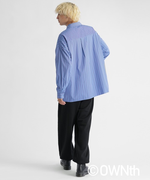 OWNth(オンス)の「フラップデザインランダムストライプオーバーシャツ(シャツ/ブラウス・レディース・ブルー/イエロー・FREE)」の15枚目の写真