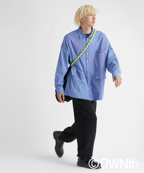 OWNth(オンス)の「フラップデザインランダムストライプオーバーシャツ(シャツ/ブラウス・レディース・ブルー/イエロー・FREE)」の13枚目の写真