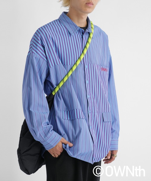 OWNth(オンス)の「フラップデザインランダムストライプオーバーシャツ(シャツ/ブラウス・レディース・ブルー/イエロー・FREE)」の12枚目の写真