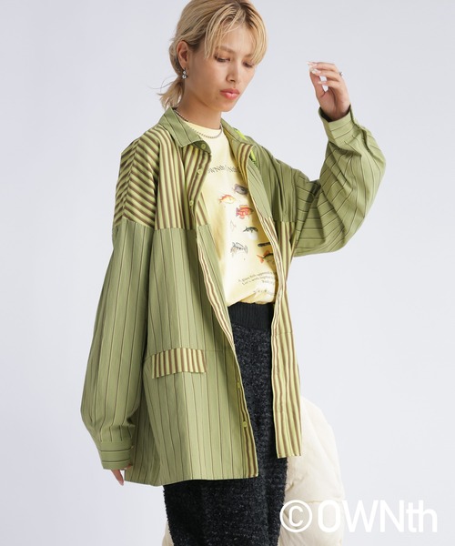 OWNth(オンス)の「フラップデザインランダムストライプオーバーシャツ(シャツ/ブラウス・レディース・ブルー/イエロー・FREE)」の19枚目の写真