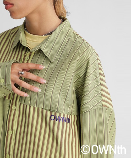 OWNth(オンス)の「フラップデザインランダムストライプオーバーシャツ(シャツ/ブラウス・レディース・ブルー/イエロー・FREE)」の21枚目の写真