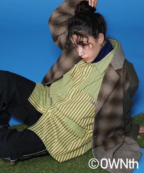 OWNth(オンス)の「フラップデザインランダムストライプオーバーシャツ(シャツ/ブラウス・レディース・ブルー/イエロー・FREE)」の17枚目の写真