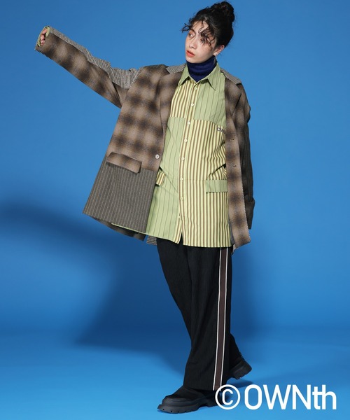 OWNth(オンス)の「フラップデザインランダムストライプオーバーシャツ(シャツ/ブラウス・レディース・ブルー/イエロー・FREE)」の18枚目の写真