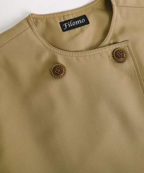 Filomo（フィローモ）の「[Filomo]ノーカラーロングコート 弱はっ水加工（トレンチコート・レディース・ベージュ/キャメル/ネイビー/ブラック・M/L）」の19枚目の写真