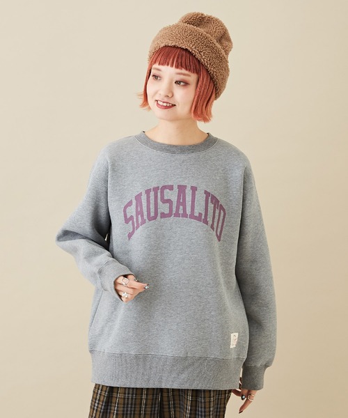 CUBE SUGAR（キューブシュガー）の「CVC裏毛裏起毛ロゴスウェットプルオーバー（スウェット・レディース・マルチ/トップグレー/グリーン/オートミール/ネイビー・M）」の2枚目の写真