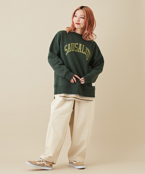 CUBE SUGAR（キューブシュガー）の「CVC裏毛裏起毛ロゴスウェットプルオーバー（スウェット・レディース・マルチ/トップグレー/グリーン/オートミール/ネイビー・M）」の11枚目の写真