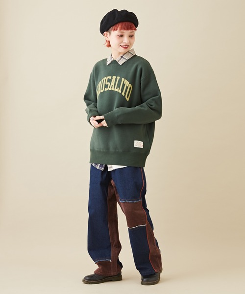 CUBE SUGAR（キューブシュガー）の「CVC裏毛裏起毛ロゴスウェットプルオーバー（スウェット・レディース・マルチ/トップグレー/グリーン/オートミール/ネイビー・M）」の12枚目の写真