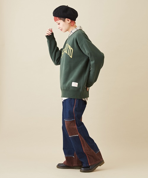 CUBE SUGAR（キューブシュガー）の「CVC裏毛裏起毛ロゴスウェットプルオーバー（スウェット・レディース・マルチ/トップグレー/グリーン/オートミール/ネイビー・M）」の13枚目の写真