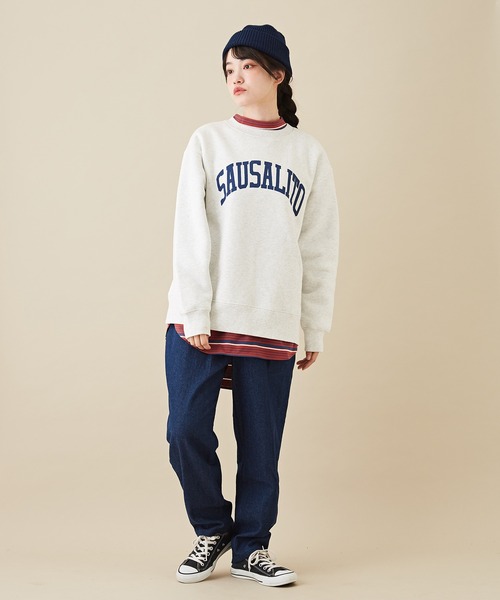 CUBE SUGAR（キューブシュガー）の「CVC裏毛裏起毛ロゴスウェットプルオーバー（スウェット・レディース・マルチ/トップグレー/グリーン/オートミール/ネイビー・M）」の18枚目の写真